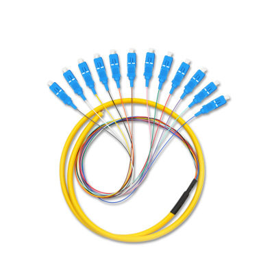 12芯束状尾纤SC方头单模光纤跳线电信级可订做FC/ST头尾纤