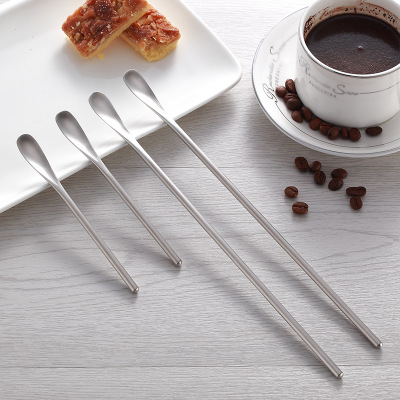 创意日韩式圆柄冰勺 304不锈钢咖啡勺 小勺子 酒吧搅拌勺 搅拌棒