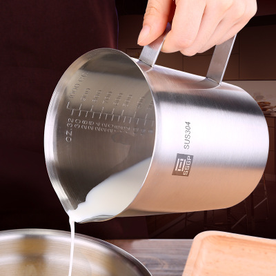 加厚304不锈钢量杯带刻度奶茶2000ml1000ml厨房烘焙大容量计