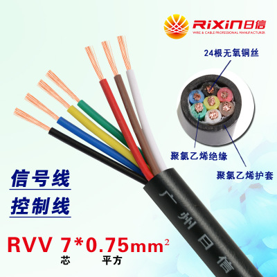 多芯软电缆 控制电缆生产厂家直销批发 RVV 7*0.75平方电源线七芯