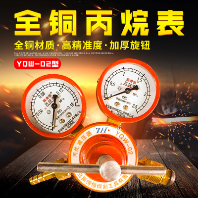 YQW-02丙烷表减压器 丙烷减压器减压阀 全铜国标焊割配件压力表