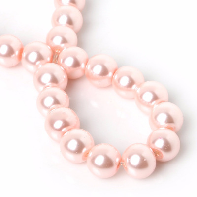 DIY散珠材料 玻璃仿珍珠玻璃珍珠人造珍珠优质不掉皮不掉色 粉色