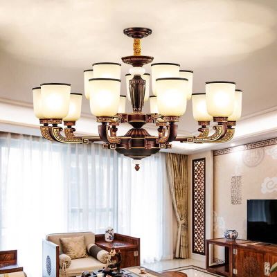 新中式客厅吊灯大气现代家用餐厅卧室灯简约古典中国风锌合金灯具